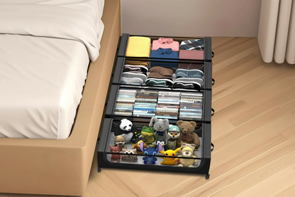 Under Bed Storage Box – Rolling Dust Proof Organizer with Wheels for Clothes, Shoes, Blankets and Bedroom Space Saving