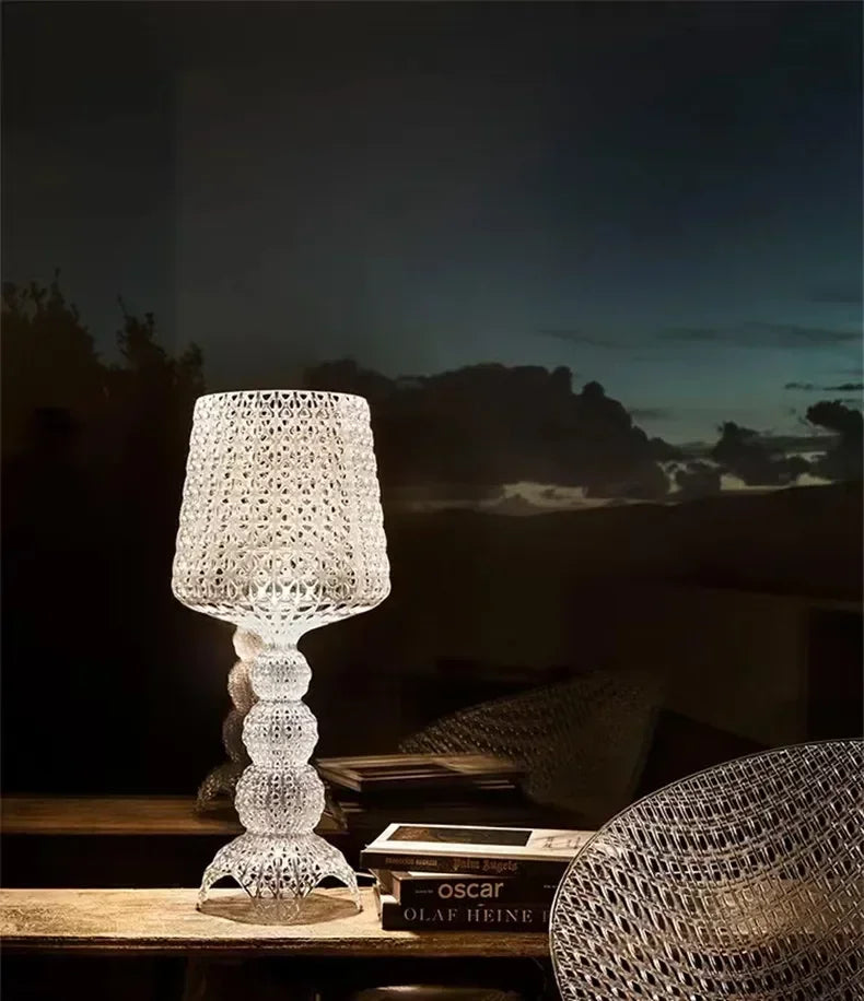 Italian Acrylic Floor Lamp – Designer Hollow Goblet LED Standing Light for Living Room, Bedroom and Luxury Interior Decor