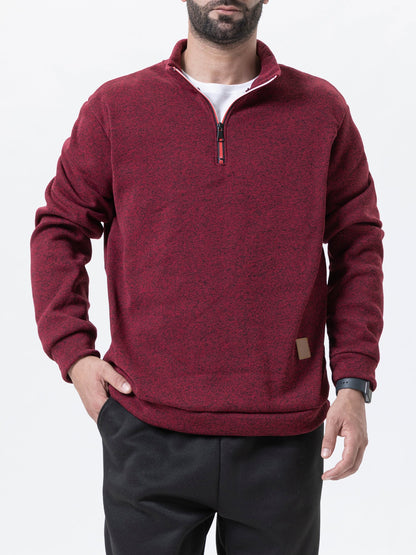 Half Zip Sweatshirt - Thick Pullover Hoodie with Turtleneck Design for Autumn Outdoor Wear and Casual Street Fashion