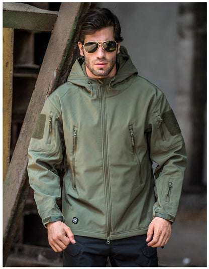 Tactical Soft Shell Jacket-Waterproof Windproof Military Coat for Hiking Training Outdoor Work and Adventure Travel