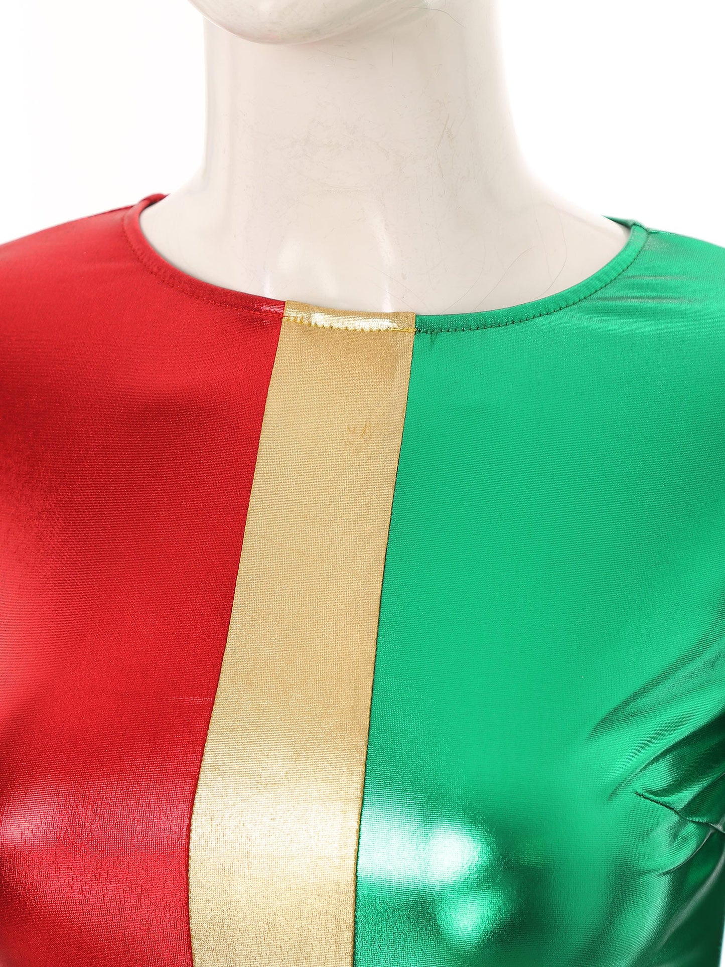 Metallic Santa Cosplay Jumpsuit – Women's Christmas Costume for Holiday Parties, Dance Performances and Festive Events