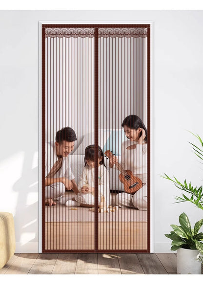 Magnetic Mosquito Door Curtain – Premium Fiberglass Mesh Flyscreen with Full Magnetic Strips and Strong Self-Adhesive Installation for Hands-Free Home Protection