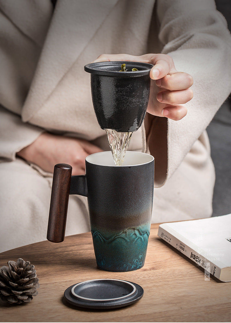 Handmade Ceramic Coffee Mug – Large Retro Pottery Tea Cup for Home, Office and Thoughtful Gift Giving
