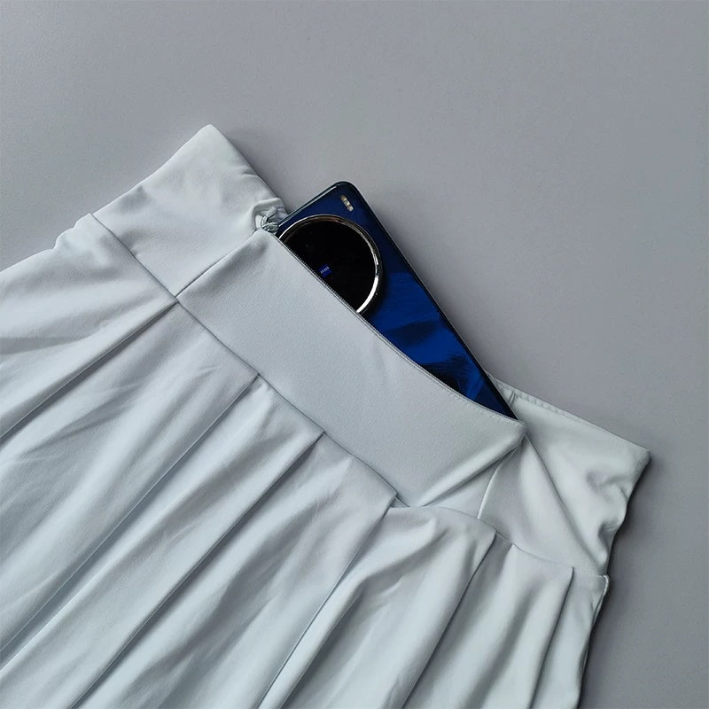 Polo Tennis Skirt Set – Quick Dry Two Piece Sportswear with Pleated Skirt for Golf, Tennis and Summer Fitness Training