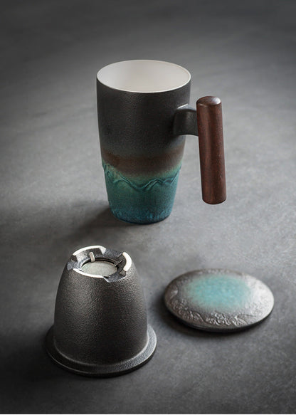 Handmade Ceramic Coffee Mug – Large Retro Pottery Tea Cup for Home, Office and Thoughtful Gift Giving