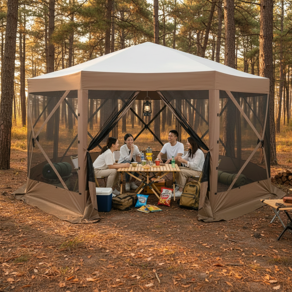 Pop Up Gazebo Screen Tent – Instant Camping Screen House with Mosquito Netting for Outdoor Patio Backyard and Picnic Protection.
