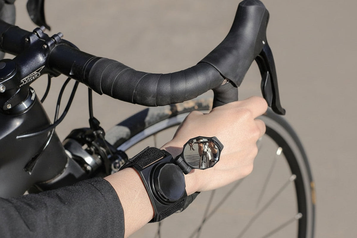 Wide Angle Bicycle Handlebar Mirror – 360 Degree Rotating Rear View Mirror for Road Bikes, Scooters and Safe Cycling