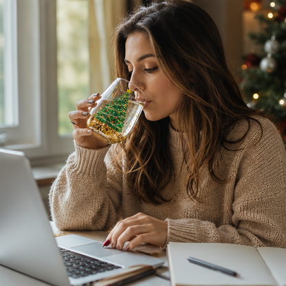 Double Wall Christmas Glass Mug – Heat Resistant Coffee and Tea Cup for Lattes, Hot Drinks and Holiday Entertaining