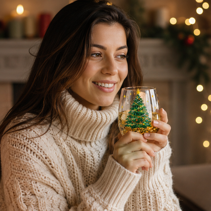 Double Wall Christmas Glass Mug – Heat Resistant Coffee and Tea Cup for Lattes, Hot Drinks and Holiday Entertaining