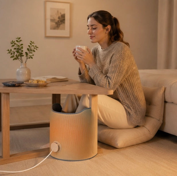Adjustable Under Desk Electric Foot Heater - Leg Warmer with Thermostat Control for Home and Office Comfort