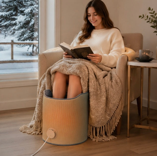 Adjustable Under Desk Electric Foot Heater - Leg Warmer with Thermostat Control for Home and Office Comfort