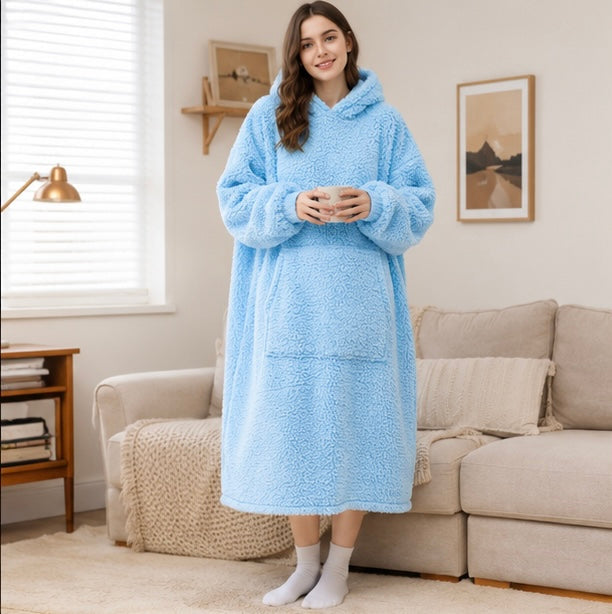 Oversized Blanket Hoodie with Sleeves - Ultra Warm Wearable Fleece Blanket for Home Lounging and Relaxation