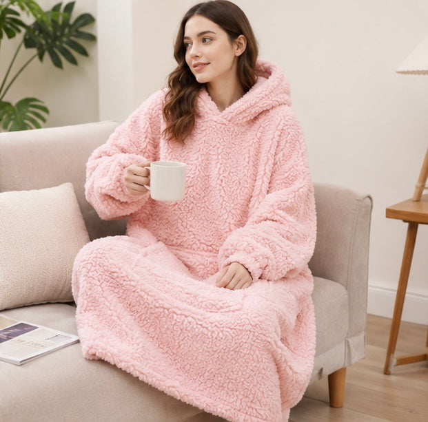 Oversized Blanket Hoodie with Sleeves - Ultra Warm Wearable Fleece Blanket for Home Lounging and Relaxation