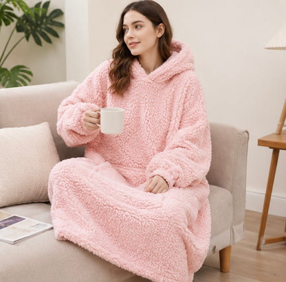 Oversized Blanket Hoodie with Sleeves - Ultra Warm Wearable Fleece Blanket for Home Lounging and Relaxation