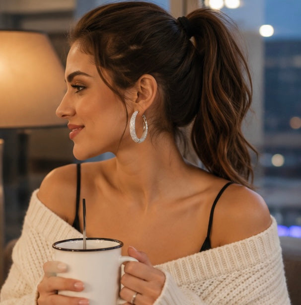 Luxury Circle Hoop Earrings - Sparkling Statement Jewelry with Fashion Forward Design for Elegant Parties and Special Occasions
