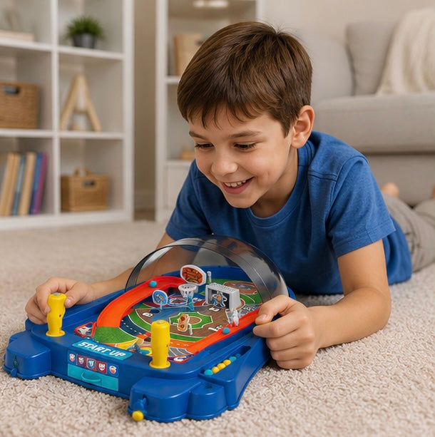 Pinball Soccer Board Game - Interactive Tabletop Marble Battle Game for Kids, Families and Party Entertainment