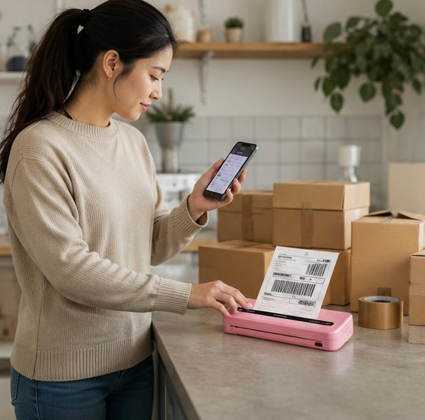 Portable Bluetooth Thermal Printer - Wireless Inkless A4 Mobile Printer for Travel, Business Documents and Home Office Use