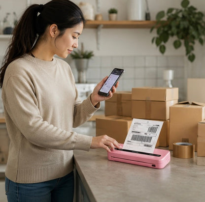 Portable Bluetooth Thermal Printer - Wireless Inkless A4 Mobile Printer for Travel, Business Documents and Home Office Use