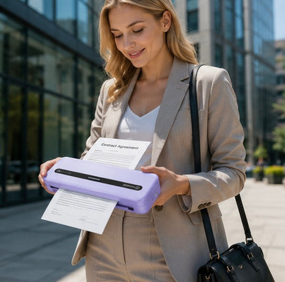Portable Bluetooth Thermal Printer - Wireless Inkless A4 Mobile Printer for Travel, Business Documents and Home Office Use