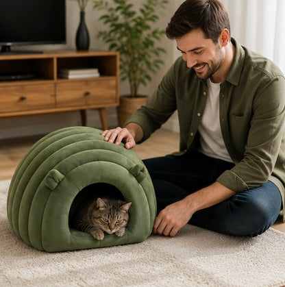 Cozy Cat Nest Bed – Plush Warm Pet Sleeping Mat for Cats and Small Pets During Autumn and Winter