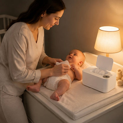 Baby Wipe Warmer with LED Display - Portable USB Wet Wipe Heating Box for Home, Car and Nursery Convenience