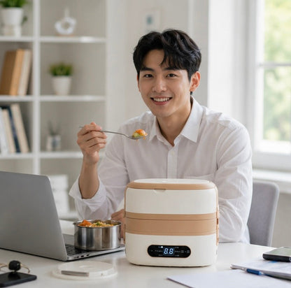 Electric Heated Lunch Box – 304 Stainless Steel Portable Food Warmer Bento Container for Office, Travel and Daily Meals