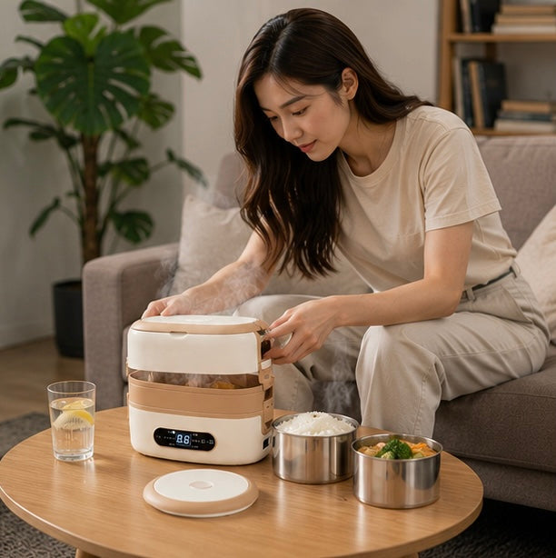 Electric Heated Lunch Box – 304 Stainless Steel Portable Food Warmer Bento Container for Office, Travel and Daily Meals