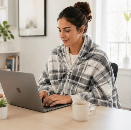 USB Heated Fleece Blanket - Portable Wearable Shawl with Adjustable Heating Levels for Winter Warmth and Relaxation