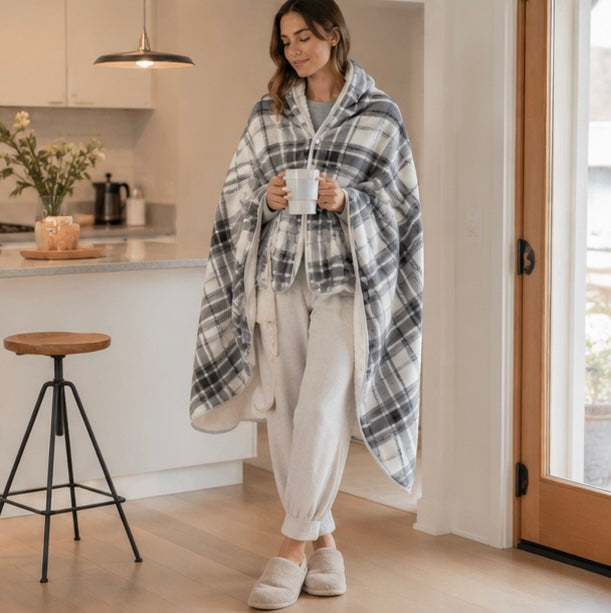 USB Heated Fleece Blanket - Portable Wearable Shawl with Adjustable Heating Levels for Winter Warmth and Relaxation