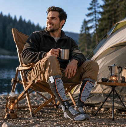 Electric Heated Winter Socks - Self Warming Thermal Socks for Skiing, Camping, Hiking and Cold Weather Protection