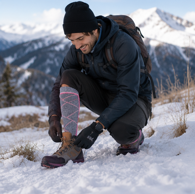 Electric Heated Winter Socks - Self Warming Thermal Socks for Skiing, Camping, Hiking and Cold Weather Protection