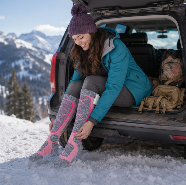 Electric Heated Winter Socks - Self Warming Thermal Socks for Skiing, Camping, Hiking and Cold Weather Protection