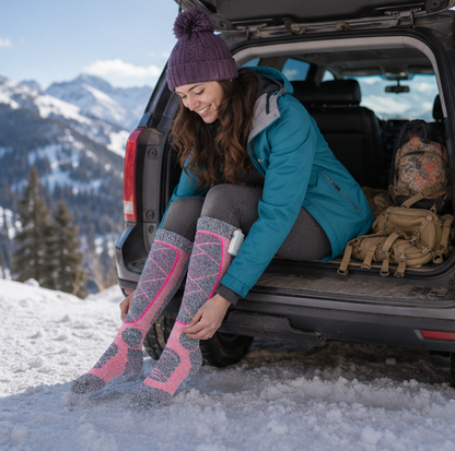 Electric Heated Winter Socks - Self Warming Thermal Socks for Skiing, Camping, Hiking and Cold Weather Protection