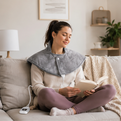 Electric Neck and Shoulder Heating Pad - Warm Compress Wrap for Back Pain Relief, Menstrual Comfort and Relaxation