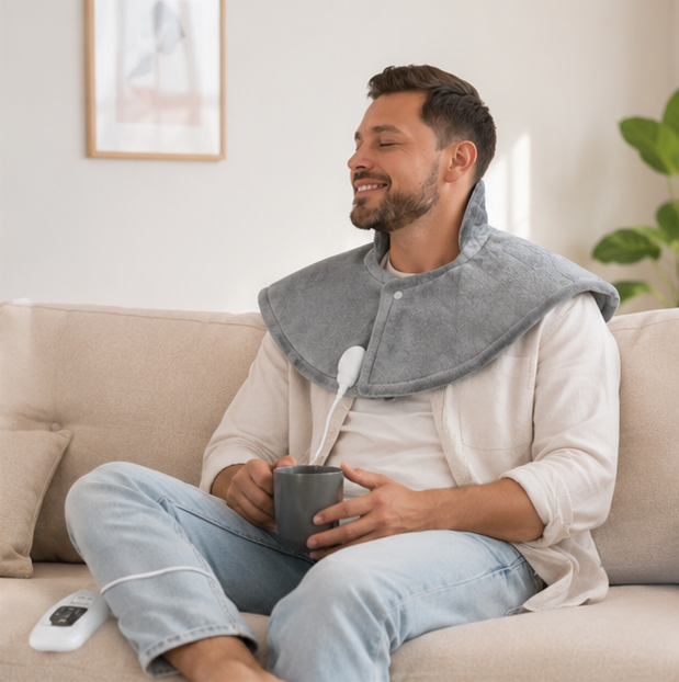 Electric Neck and Shoulder Heating Pad - Warm Compress Wrap for Back Pain Relief, Menstrual Comfort and Relaxation