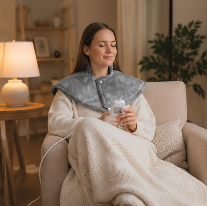 Electric Neck and Shoulder Heating Pad - Warm Compress Wrap for Back Pain Relief, Menstrual Comfort and Relaxation