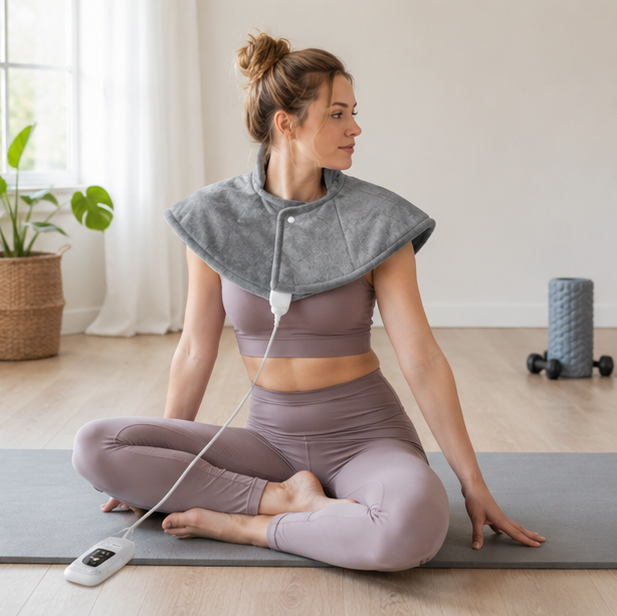Electric Neck and Shoulder Heating Pad - Warm Compress Wrap for Back Pain Relief, Menstrual Comfort and Relaxation