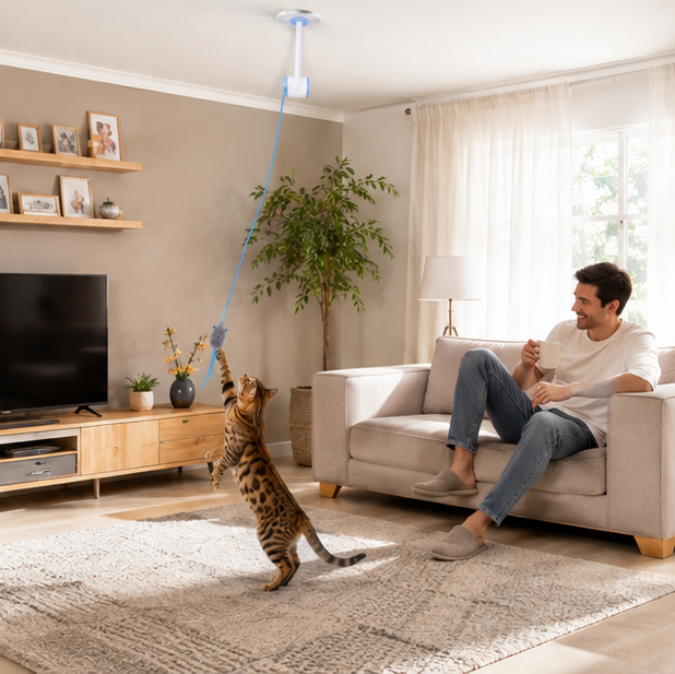 Electronic Feather Cat Toy – Self Play Hanging Teaser with Catnip Mice for Bored Indoor Cats