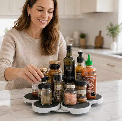 Expandable Lazy Susan Turntable – Adjustable Rectangular Dining Table Organizer for Easy Serving, Kitchen Storage and Family Meals