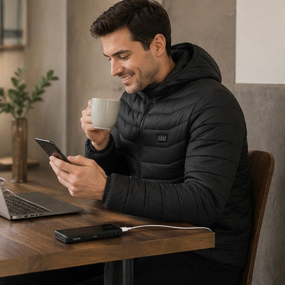 Men's USB Heated Jacket - Winter Thermal Coat with Electric Heating Technology for Outdoor Activities and Travel
