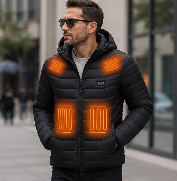 Men's USB Heated Jacket - Winter Thermal Coat with Electric Heating Technology for Outdoor Activities and Travel