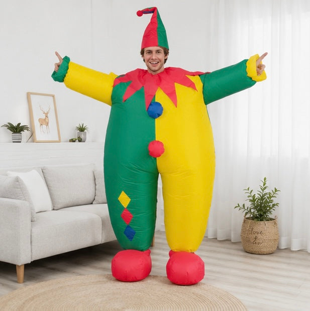 Inflatable Clown Costume Set - Funny Performance Outfit with Air Pump for Parties, Events and Entertainment