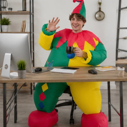 Inflatable Clown Costume Set - Funny Performance Outfit with Air Pump for Parties, Events and Entertainment