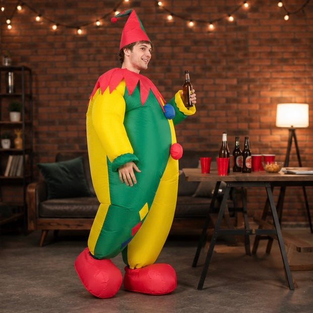 Inflatable Clown Costume Set - Funny Performance Outfit with Air Pump for Parties, Events and Entertainment