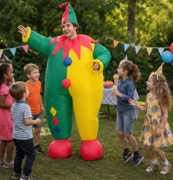 Inflatable Clown Costume Set - Funny Performance Outfit with Air Pump for Parties, Events and Entertainment