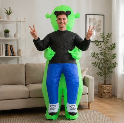 Inflatable Alien Costume for Kids - Funny Green Monster Cosplay Outfit for Halloween Parties and School Events