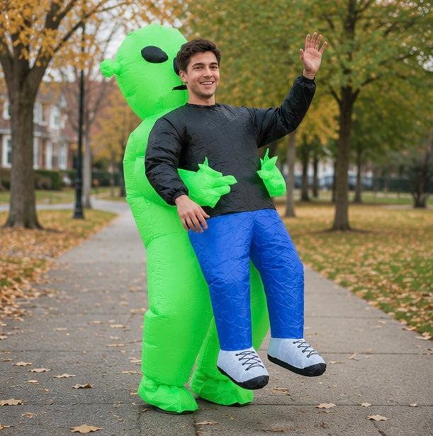 Inflatable Alien Costume for Kids - Funny Green Monster Cosplay Outfit for Halloween Parties and School Events
