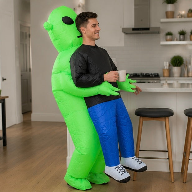 Inflatable Alien Costume for Kids - Funny Green Monster Cosplay Outfit for Halloween Parties and School Events