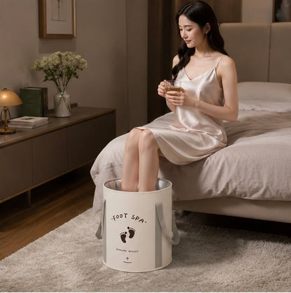Foldable Foot Bath Bucket - Portable Insulated Soaking Basin for Relaxation, Wellness and Easy Storage