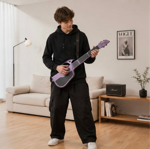 Foldable Stringless Electric Guitar - Portable Auto Chord Musical Instrument for Beginners, Students and Creative Practice